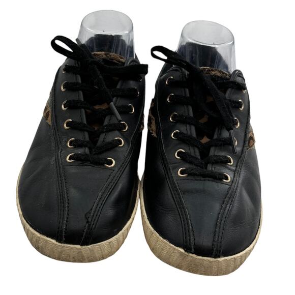 Tretorn Black Leather Nylite 25 Plus Cheetah Print Sneakers - Picture 4 of 11